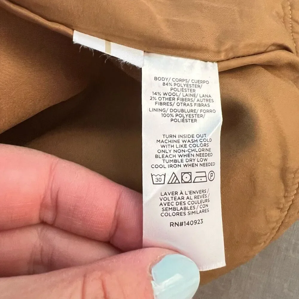 Loft camel gold button detail mini skirt size 14